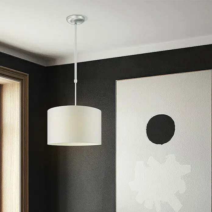 Home Sweet Home Lampenschirm Bling - Ø x H: 35 x 21 cm, Pure White, Baumwolle, Rund - Stimmungsaufnahme