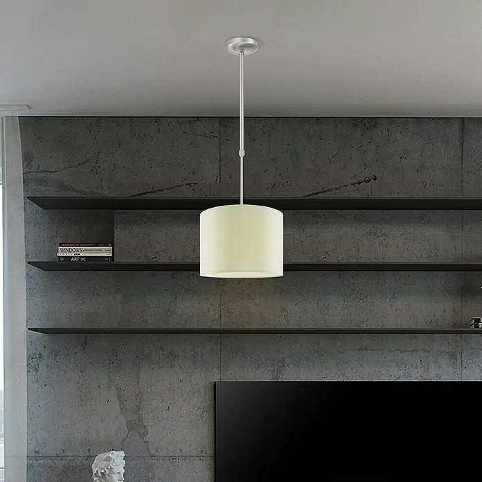 Home Sweet Home Lampenschirm Bling - Ø x H: 25 x 19 cm, Pure White, Baumwolle, Rund - Stimmungsaufnahme
