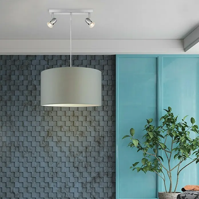 Home Sweet Home Lampenschirm Bling - Ø x H: 50 x 25 cm, Light Grey, Baumwolle, Rund - Stimmungsaufnahme