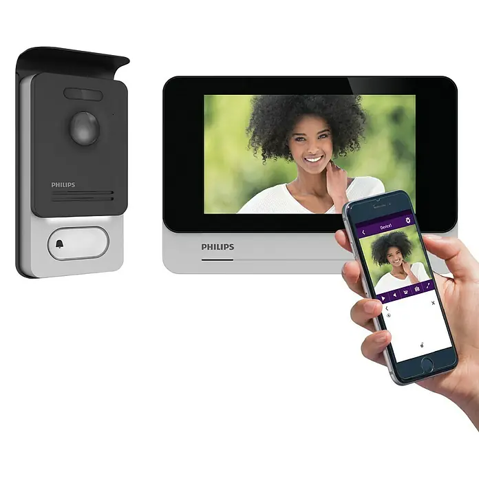 Philips WelcomeEye Funk-Video-Türsprechanlage Connect 2 - Erfassungsreichweite: 120 m, Silber - Vorderansicht