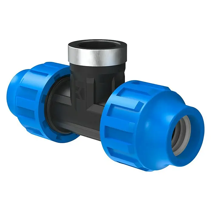 HDPE-T-Verbindungsstück PP - Durchmesser: 20 mm, Polyethylen - Diagonale Ansicht