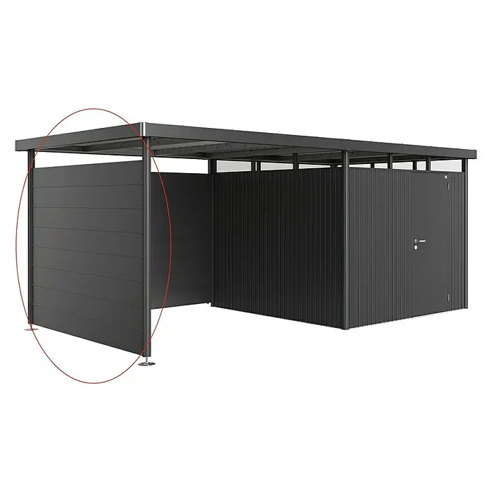 Biohort HighLine Seitenwand H4 - Dunkelgrau Metallic - Diagonale Ansicht