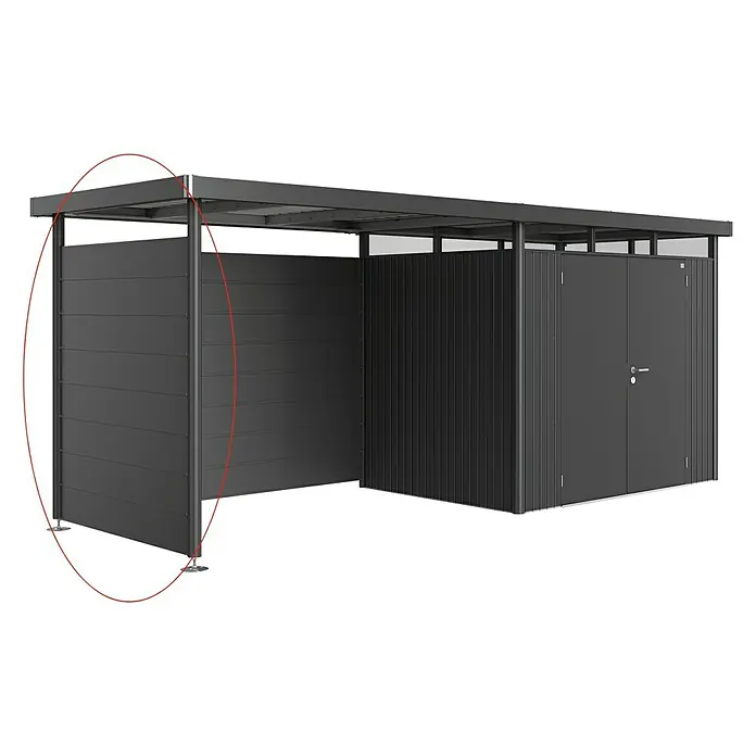 Biohort HighLine Seitenwand H2 - Dunkelgrau Metallic - Diagonale Ansicht