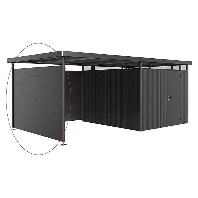 Biohort HighLine Seitenwand H5 - Dunkelgrau Metallic - Diagonale Ansicht