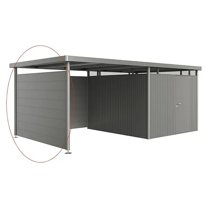Biohort HighLine Seitenwand H5 - Quarzgrau Metallic - Diagonale Ansicht