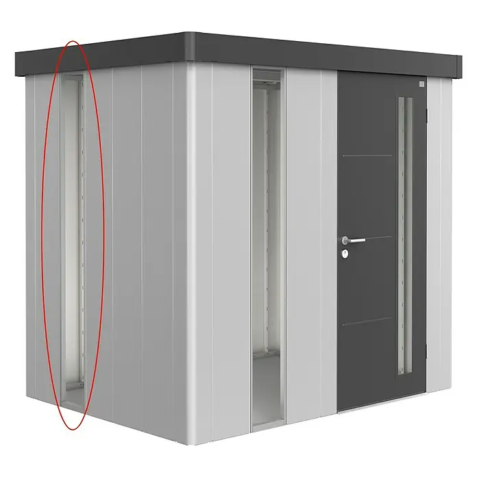 Biohort Glaseinsatz - Passend für: Biohort Gerätehaus Neo, Silber Metallic - Diagonale Ansicht