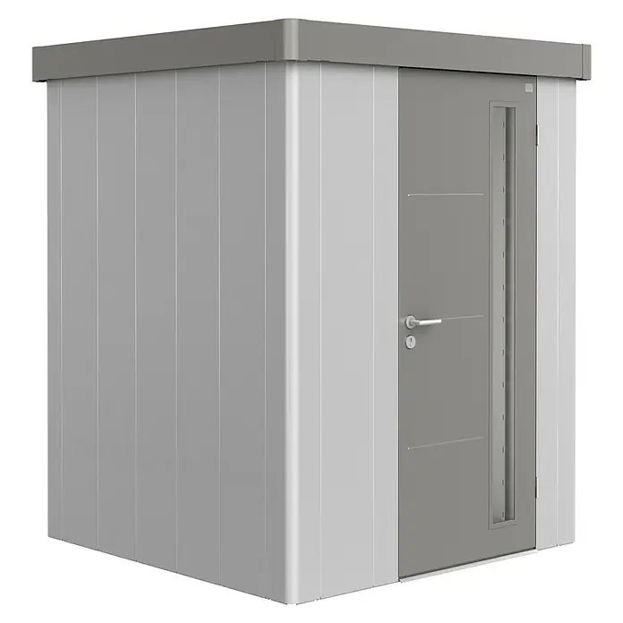 Biohort Caseta para jardín Neo 1A - 180 cm, 180 cm, Acero, Plata metálico, Gris cuarzo metálico - Vista angular