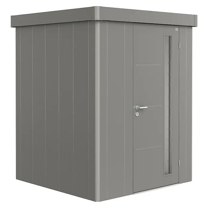 Biohort Caseta para jardín Neo 1A - 180 cm, 180 cm, Acero, Gris cuarzo metalizado - Vista angular