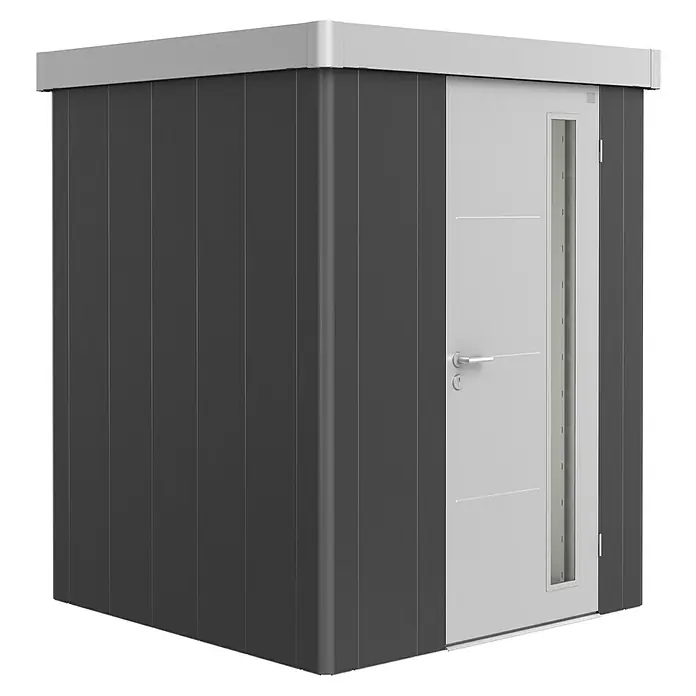 Biohort Caseta para jardín Neo 1A - 180 cm, 180 cm, Acero, Gris oscuro metalizado, Plata metalizado - Vista angular