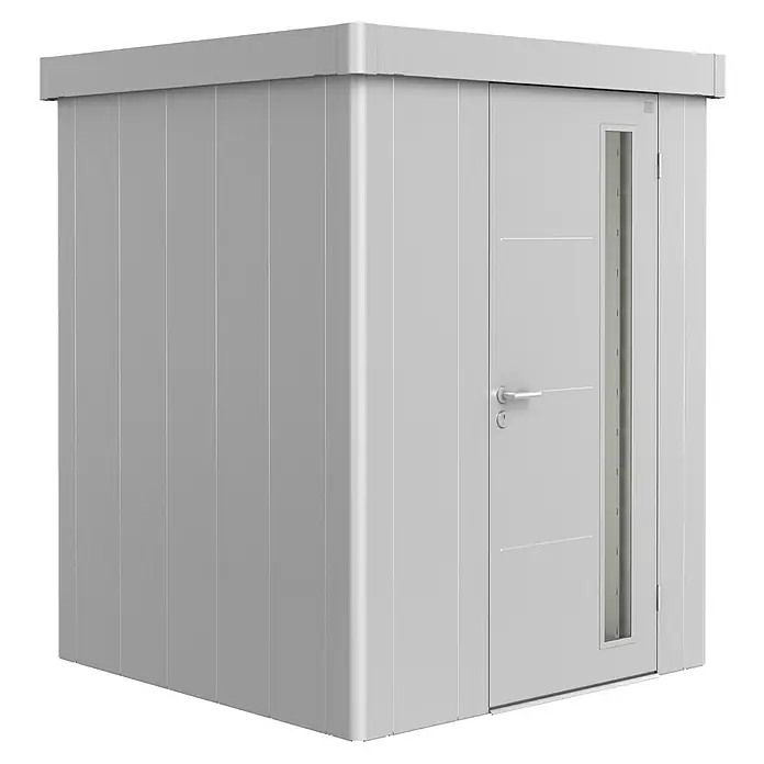 Biohort Caseta para jardín Neo 1A - 180 cm, 180 cm, Acero, Plateado metálico - Vista angular