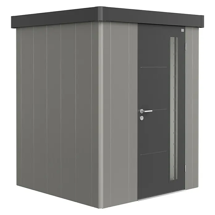 Biohort Caseta para jardín Neo 1A - 180 cm, 180 cm, Acero, Gris cuarzo metalizado, Gris oscuro metalizado - Vista angular