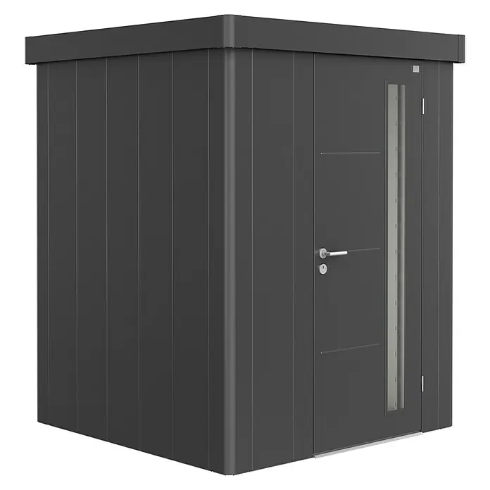 Biohort Caseta para jardín Neo 1A - 180 cm, 180 cm, Acero, Gris oscuro metalizado - Vista angular
