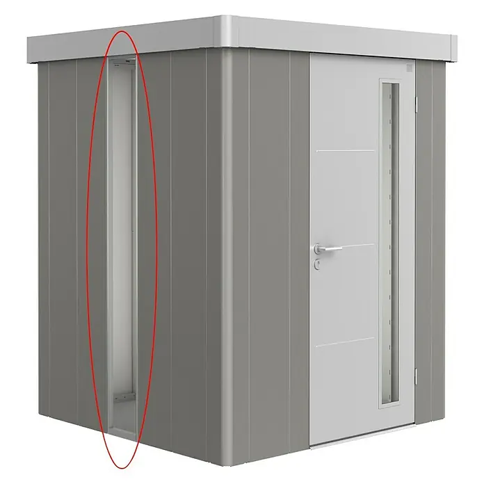Biohort Glaseinsatz - Passend für: Biohort Gerätehaus Neo, Quarzgrau Metallic - Diagonale Ansicht