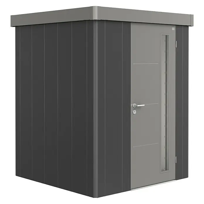 Biohort Caseta para jardín Neo 1A - 180 cm, 180 cm, Acero, Gris oscuro metalizado, Gris cuarzo metalizado - Vista angular