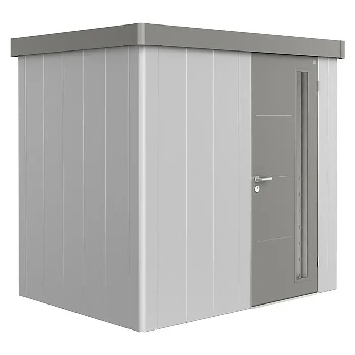 Biohort Caseta para jardín Neo 1B - 236 cm, 180 cm, Acero, Plateado, Gris cuarzo, Puerta de una hoja - Vista angular