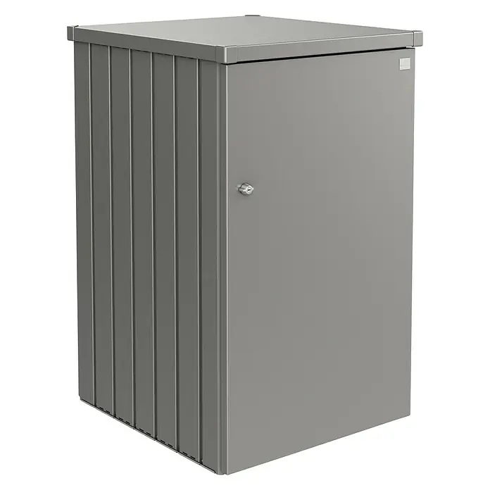 Biohort Mülltonnenbox Alex - 88 x 80 x 129 cm, Quarzgrau Metallic - Diagonale Ansicht
