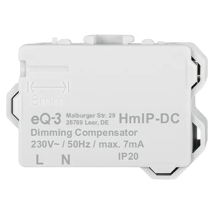 Homematic IP Kompensator HmIP-DC für Dimmer - 16 x 39 x 28 mm - Rückansicht