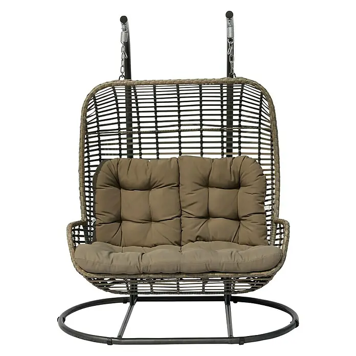 Hamaca colgante doble Tamar - L x An: 160 x 103 cm, Taupe - Vista frontal