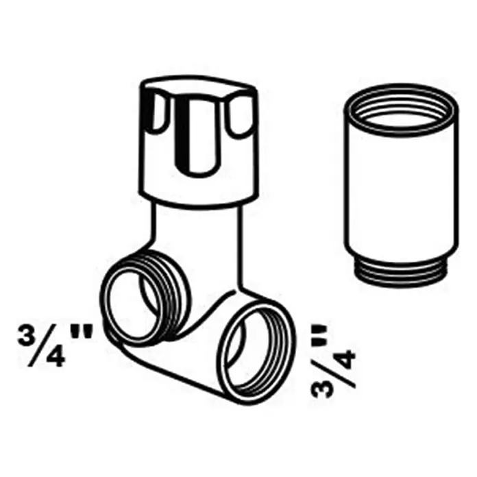 Geräteanschlussventil - ¾″, Metall, Batterie rechts