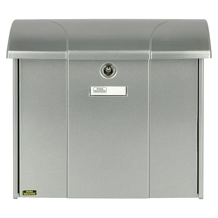 Burg-Wächter Briefkasten Olymp 916 - A4, 389 x 188 x 340 mm, Silber, Format Einwurf: DIN C4, 332 x 32 mm - Vorderansicht