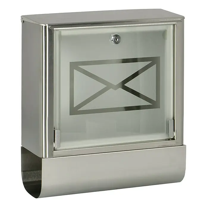 Portaferm Briefkasten Atlanta - 138 x 355 x 402 mm, Edelstahl - Diagonale Ansicht