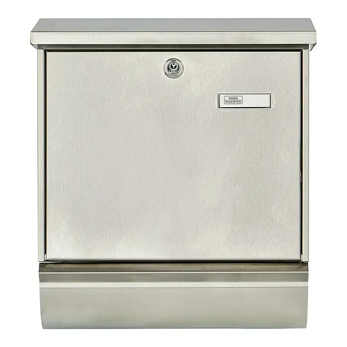 Burg-Wächter Briefkasten-Set Comfort 39130 - Edelstahl, 380 x 148 x 440 mm, Format Einwurf: DIN C4, 332 x 32 mm - Vorderansicht