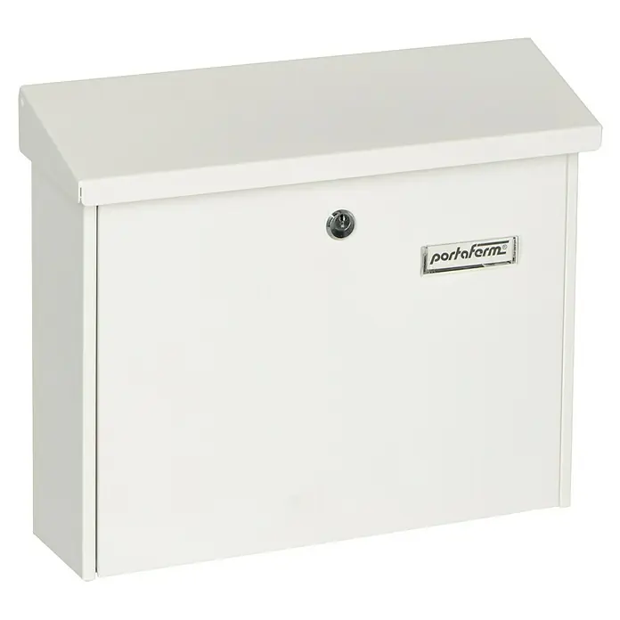 Portaferm Briefkasten PF 55 - 100 x 377 x 320 mm, Weiß - Diagonale Ansicht