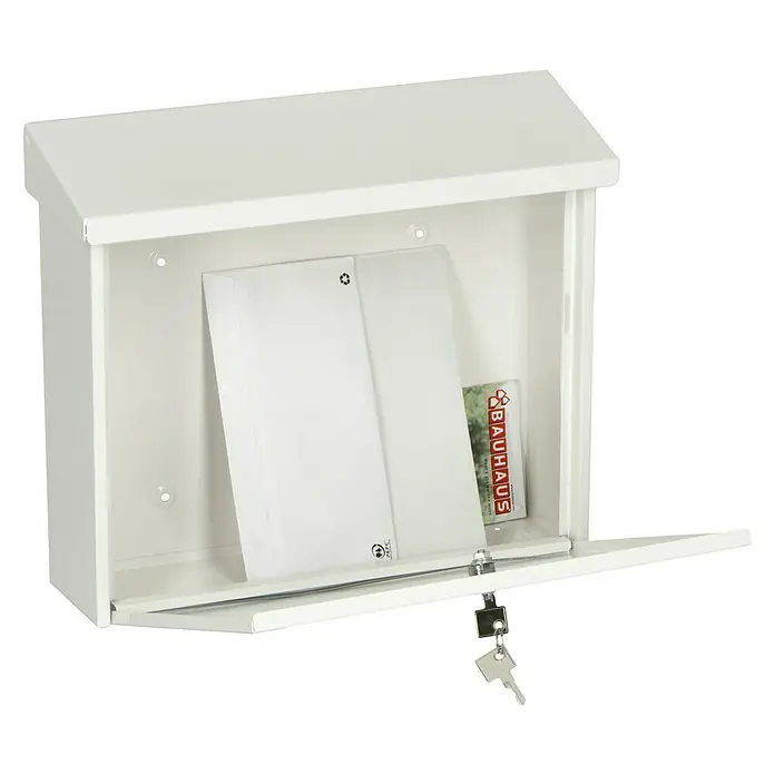 Portaferm Briefkasten PF 55 - 100 x 377 x 320 mm, Weiß - Diagonale Ansicht