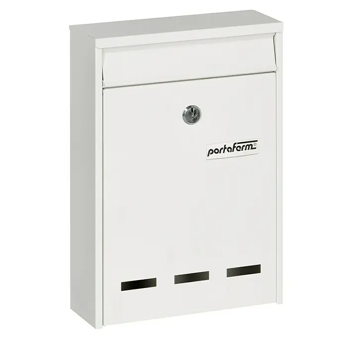 Portaferm Briefkasten PF 11 - 75 x 215 x 315 mm, Weiß - Diagonale Ansicht