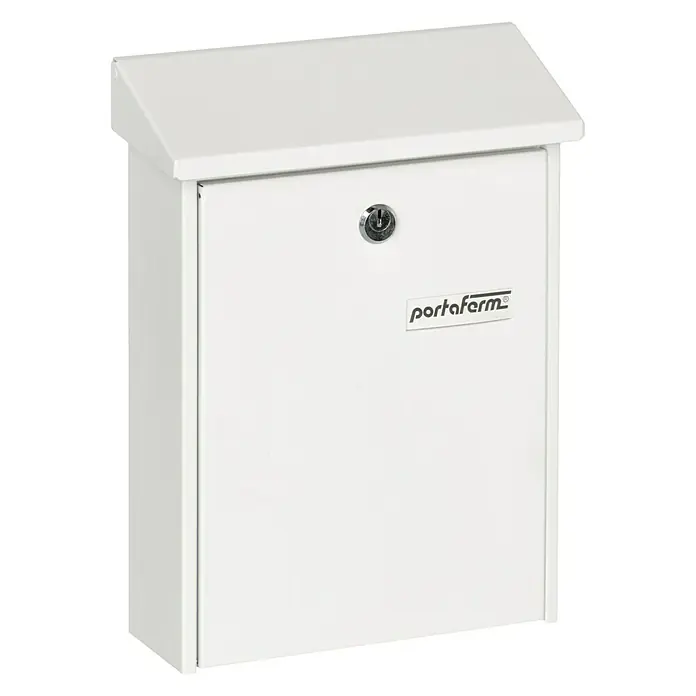 Portaferm Briefkasten PF 22 - 75 x 225 x 305 mm, Weiß - Diagonale Ansicht