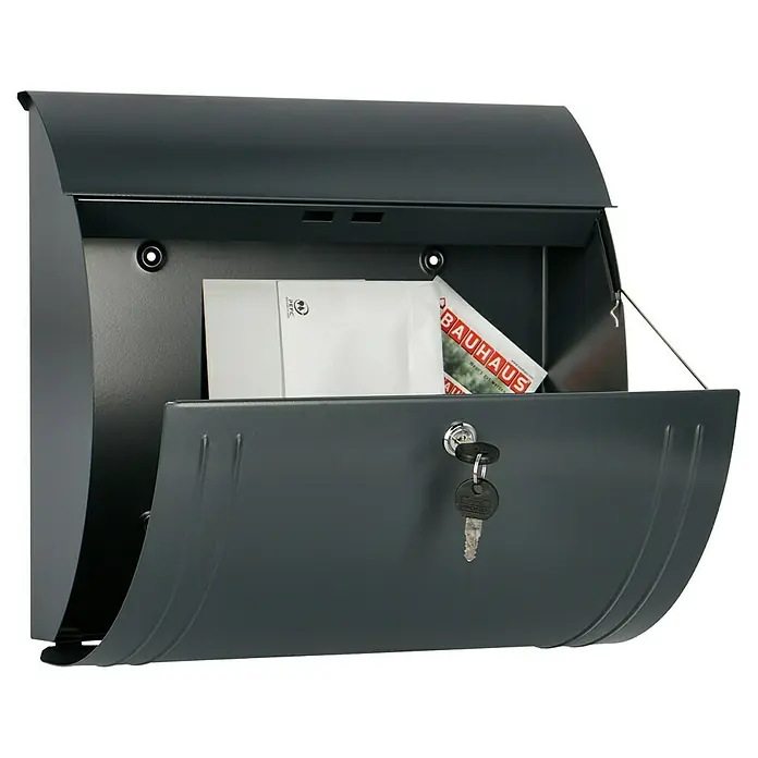 Burg-Wächter Briefkasten Modena 857 - Stahl, 360 x 127 x 335 mm, Anthrazit, Format Einwurf: DIN C4, 325 x 33 mm - Anwendungsbeispiel