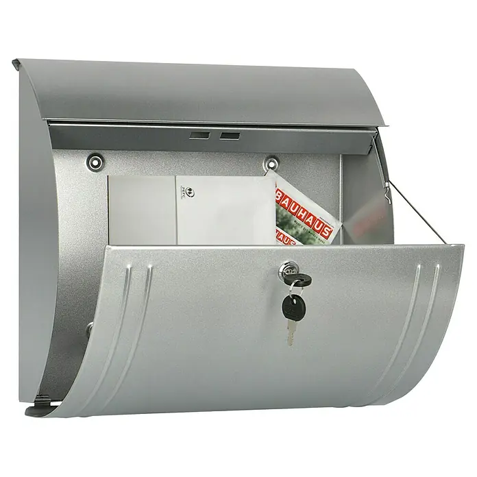 Burg-Wächter Briefkasten Modena 857 - Stahl, 360 x 127 x 335 mm, Silber, Format Einwurf: DIN C4, 325 x 33 mm - Anwendungsbeispiel