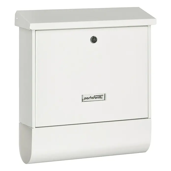 Portaferm Briefkasten-Set PF 77 - 115 x 380 x 425 mm, Weiß - Diagonale Ansicht