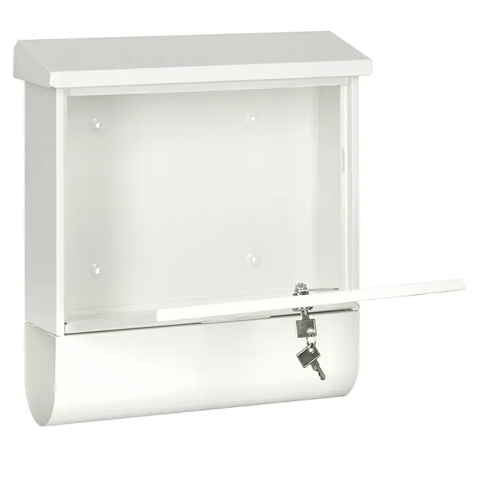 Portaferm Briefkasten-Set PF 77 - 115 x 380 x 425 mm, Weiß - Diagonale Ansicht