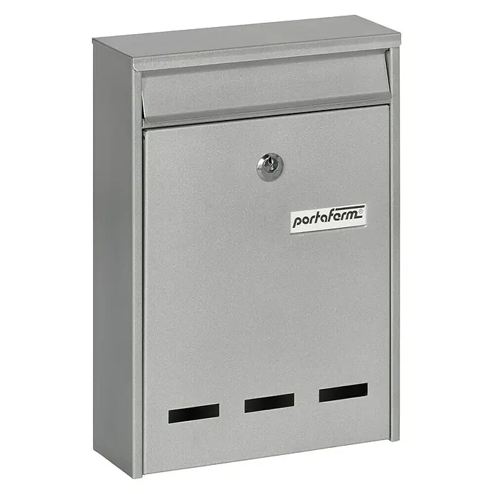 Portaferm Briefkasten PF 11 - 75 x 215 x 315 mm, Silber - Diagonale Ansicht