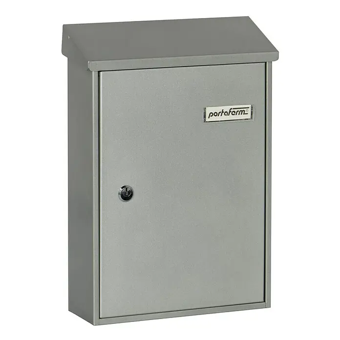 Portaferm Briefkasten PF 33 - 92 x 270 x 370 mm, Silber - Diagonale Ansicht