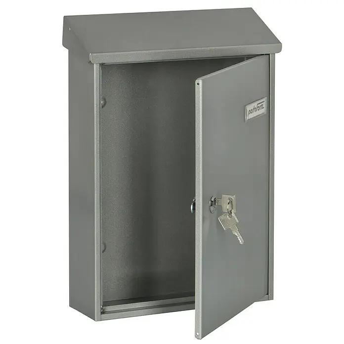 Portaferm Briefkasten PF 33 - 92 x 270 x 370 mm, Silber - Diagonale Ansicht