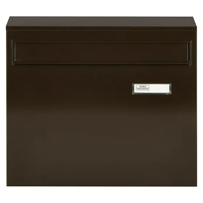 Burg-Wächter Zaunbriefkasten Potsdam 878 - Stahl, 362 x 100 x 322 mm, Braun, Format Einwurf: DIN C4, 333 x 34 mm - Vorderansicht