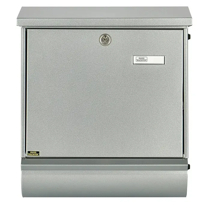 Burg-Wächter Briefkasten-Set Comfort 91300 - Stahl, 380 x 148 x 440 mm, Silber, Format Einwurf: DIN C4, 332 x 32 mm - Vorderansicht