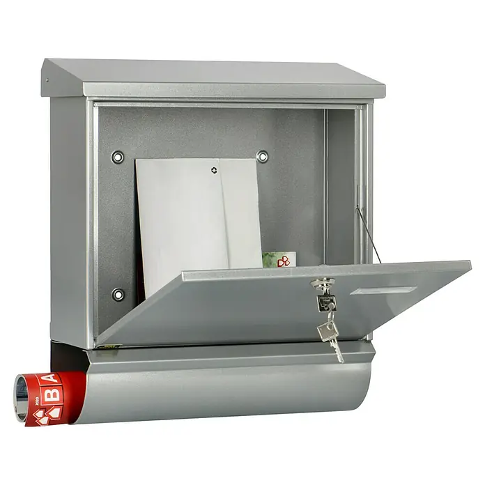 Burg-Wächter Briefkasten-Set Comfort 91300 - Stahl, 380 x 148 x 440 mm, Silber, Format Einwurf: DIN C4, 332 x 32 mm - Anwendungsbeispiel