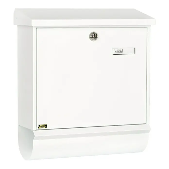 Burg-Wächter Briefkasten-Set Comfort 91300 - Stahl, 380 x 148 x 440 mm, Weiß, Format Einwurf: DIN C4, 332 x 32 mm - Diagonale Ansicht