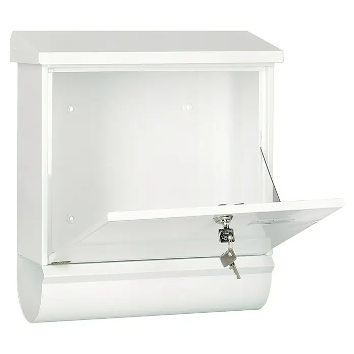 Burg-Wächter Briefkasten-Set Comfort 91300 - Stahl, 380 x 148 x 440 mm, Weiß, Format Einwurf: DIN C4, 332 x 32 mm - Diagonale Ansicht