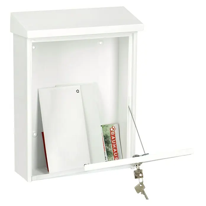 Burg-Wächter Briefkasten Magdeburg 767 - Stahl, 301 x 115 x 396 mm, Weiß, Format Einwurf: DIN C4, 250 x 33 mm - Anwendungsbeispiel