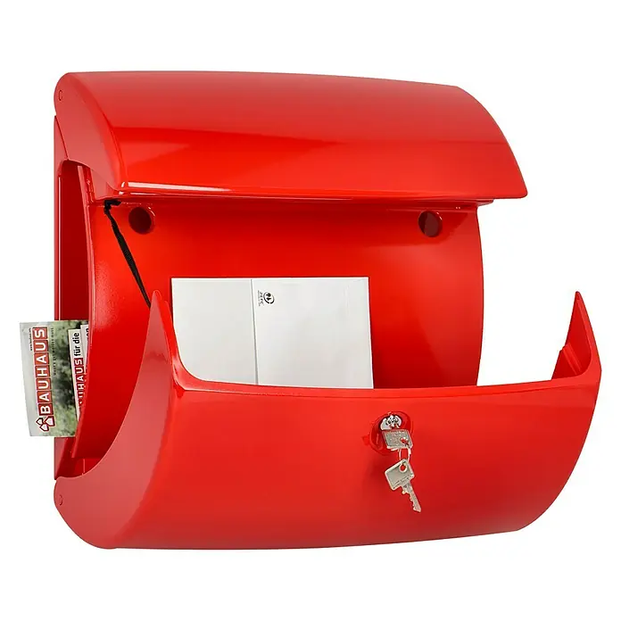 Burg-Wächter Briefkasten Piano 886 - 380 x 178 x 400 mm, Rot, Mit Zeitungsfach, Kunststoff - Anwendungsbeispiel