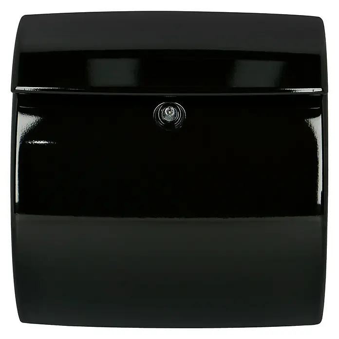 Burg-Wächter Briefkasten Piano 886 - 380 x 178 x 400 mm, Schwarz, Mit Zeitungsfach, Kunststoff - Vorderansicht