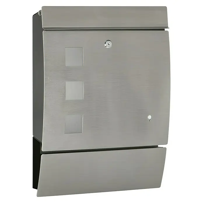 Portaferm LED-Briefkasten - 125 x 370 x 556 mm, Edelstahl, Schrauben - Diagonale Ansicht