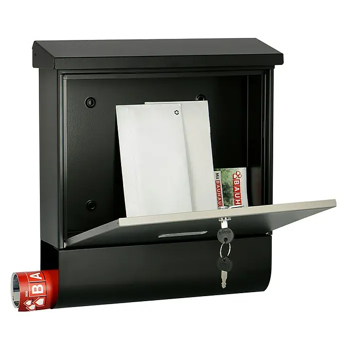 Burg-Wächter Briefkasten-Set London 68670 - Stahl, 377 x 115 x 420 mm, Schwarz/Edelstahl, Format Einwurf: 332 x 31 mm - Anwendungsbeispiel