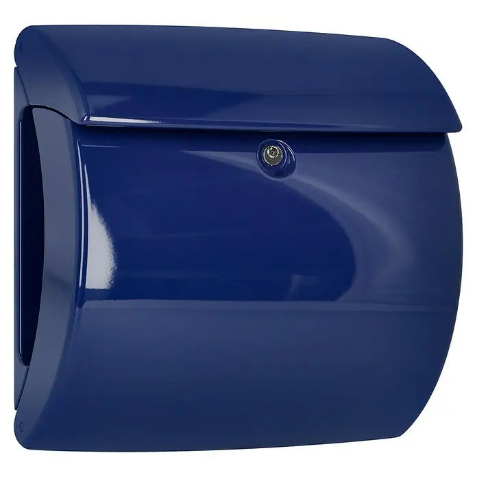 Burg-Wächter Briefkasten Piano 886 - 380 x 178 x 400 mm, Marineblau, Mit Zeitungsfach, Kunststoff - Diagonale Ansicht