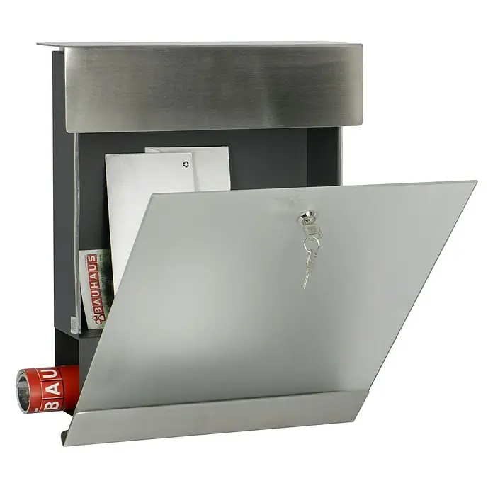 Briefkasten Cube - Edelstahl, 11 x 38 x 46,5 cm, Weiß, Edelstahl, DIN C4, 330 x 35 mm - Anwendungsbeispiel