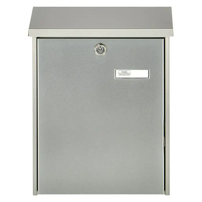 Burg-Wächter Briefkasten Oslo - L x B x H: 115 x 300 x 398 mm, Edelstahl, Farbe: Edelstahl - Vorderansicht